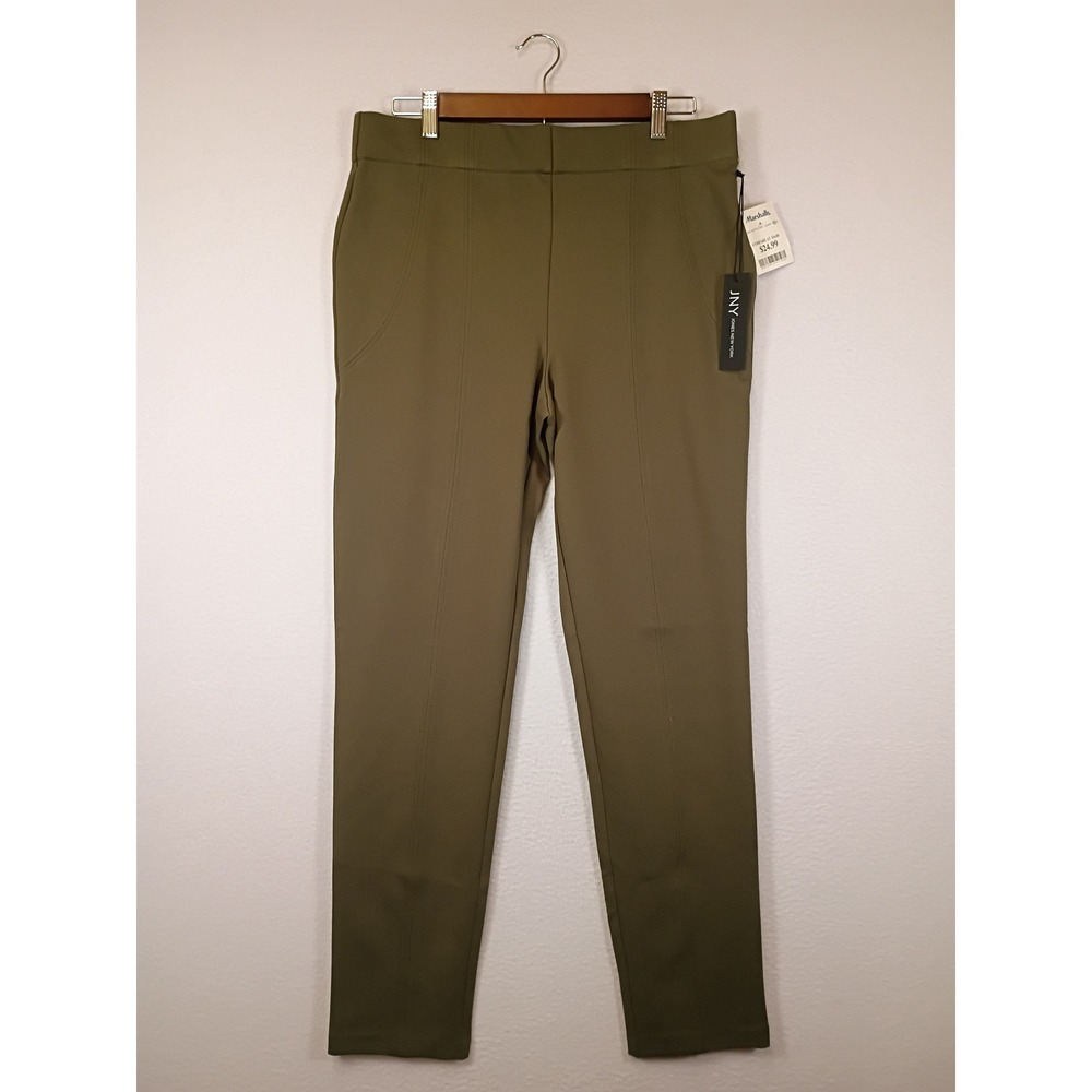 Professional Jones New York Womens Large Olive Green Pintuck Pull On Slim‎ Pants